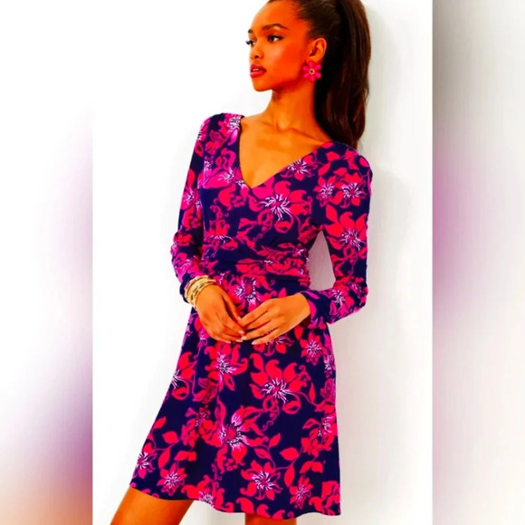 NWT Lilly Pulitzer MIRIANA Dress Low Tide Navy Lil Just Passion Through Large - Picture 2 of 8